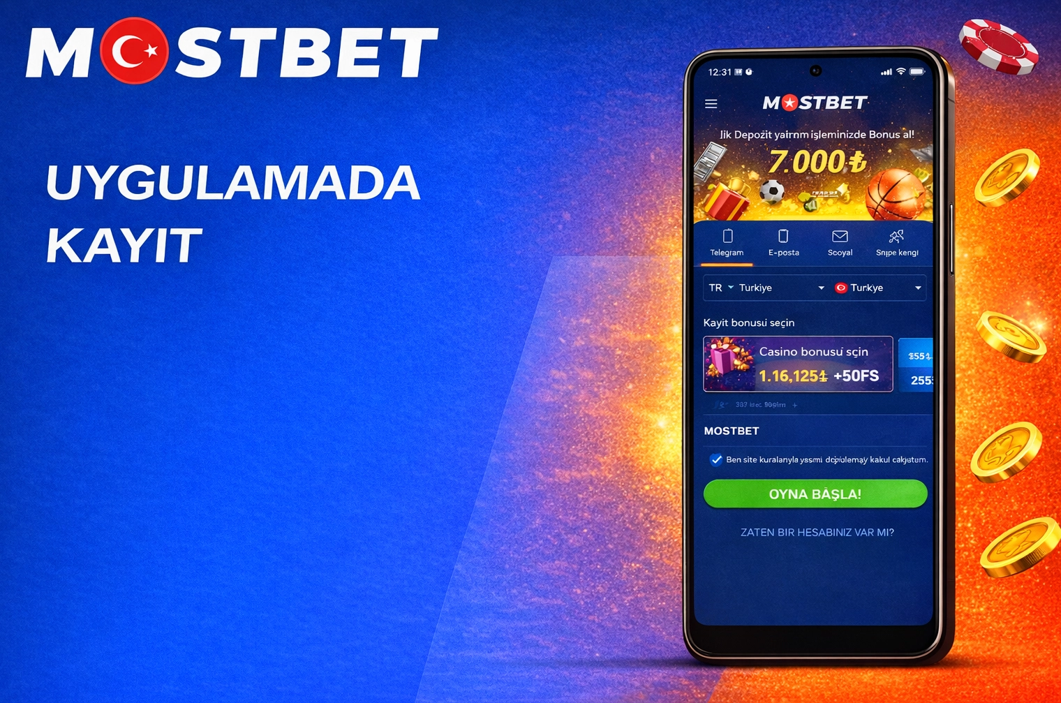 Mostbet uygulaması ile kayıt olma